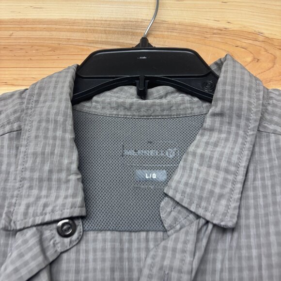 Merrell Shirt Mens Large Gray Vented Nylon Button Up Short Sleeve - Picture 3 of 12
